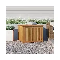 ikayaa coffre de rangement extérieur jardin en bois coffre de jardin exterieur d'acacia caisson coffre en bois malle en bois-75 x 75 x 58 cm