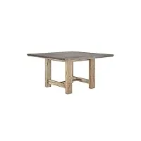befara table carrÉe en bois thor, chêne viking clair, 140 x 140 x 76 cm, table carrée en ciment et chêne