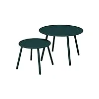 vente-unique - tables gigognes de jardin en métal - vert sapin - mirmande de mylia