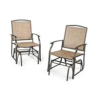 goplus chaise à bascule, fauteuil de jardin fer et textile, balançelle jusqu'à 150 kg, pour balcons, jardins, terrasse 58 x 70 x 94 cm (lot de 2)