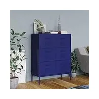armoires de rangement et casiers armoire à tiroirs bleu marine 80 x 35 x 101,5 cm meubles en acier