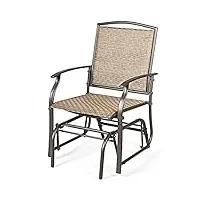 goplus chaise à bascule, fauteuil de jardin fer et textile, balançelle jusqu'à 150 kg, pour balcons, jardins, terrasse 58 x 70 x 94 cm (1 unité)