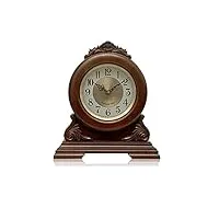 horloges de cheminée, avec mouvement silencieux, à piles, horloge de table vintage pour salon, cuisine, bureau et décoration de la maison, horloge rétro antique en bois massif