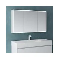 mai & mai armoire de toilette avec Éclairage led armoire suspendue de salle de bain avec miroir armoire miroir mural 120x15x70 cm blanc mat spiegelsr-04