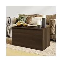barash coffre de rangement chêne marron 84x42x46 cm bois d'ingénierie,boîte de rangement de jardin,coffre de stockage,boîte de stockage