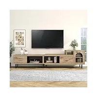 sunny living meuble tv, meuble de rangement pour salon avec 2 tiroirs et 4 compartiments ouvert, avec extensible aspect bois, table d'appoint longueur variable 200cm-278cm