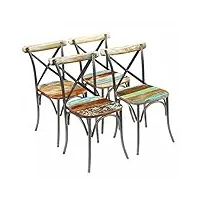 camerina chaises à manger lot de 4 bois de récupération solide,chaises de salle À manger,chaise de cuisine,chaises de salle À manger moderne