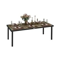 outsunny table de jardin rectangulaire pour 8 personnes en aluminium table de salle à manger extétieur plateau pe à lattes aspect bois dim. 190l x 90l x 74h cm marron noir