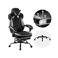 woltu chaise gaming, fauteuil ergonomique réglable en hauteur, chaise d'ordinateur pivotante à 360°, chaise de bureau avec réssorts, bonne capacité de charge, en tissu maillé, noir+gris, gs04szg