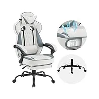 woltu chaise gaming, fauteuil ergonomique réglable en hauteur, chaise d'ordinateur pivotante à 360°, chaise de bureau avec réssorts, bonne capacité de charge, en tissu leathaire, bleu+blanc, gs03bws