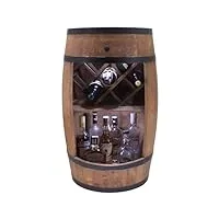 creative cooper baril de baril avec support à vin - casier à vin led - tonneau en bois - bar de maison - 80 x 50 cm - décoration rustique - armoire à vin (marron foncé)