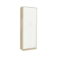 idmarket - armoire de bureau 190 cm multifonction maria bois et blanc 2 portes 4 étagères