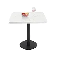 mingone table à manger marbre carrée design petite table de cuisine 4 personnes dining table pour salle à manger salon balcon, blanc 80cm carrée