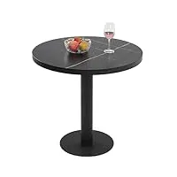 mingone table à manger marbre ronde design petite table de cuisine 4 personnes dining table pour salle à manger salon balcon, noir φ80cm ronde