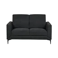 canapé 2 places en polyester noir métal et bois rembourré à ressorts ensachés et zigzag fenes