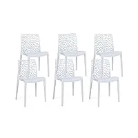 idmarket - lot de 6 chaises de jardin alyssa en polypropylène nid d'abeille blanc