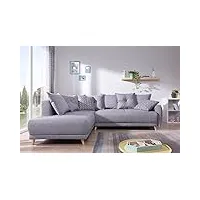 best mobilier - lena - canapé d'angle gauche convertible - 5 places - gris clair - style scandinave - gris clair