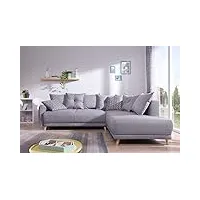 best mobilier - lena - canapé d'angle droit convertible - 5 places - gris clair - style scandinave - gris clair