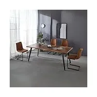 table à rallonge avec pieds en métal noir et plateau en bois 150x90 cm - amal