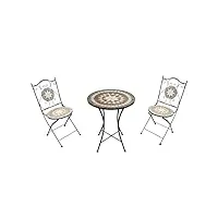 axi amélie table et chaise bistrot, 2 chaises 1 table, ensemble bistro extérieur mosaique gris étoile/marron - salon de jardin bistrot, table bistrot mosaique pour jardin/balcon/terrasse
