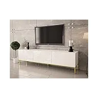 best mobilier - celeste - meuble tv - 190 cm - style contemporain - blanc/doré