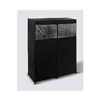 pegane penderie, armoire intissée en fer, polypropylène coloris noir - longueur 120 x profondeur 49 x hauteur 163 cm