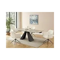 pascal morabito - table à manger extensible 6 à 10 couverts en verre trempé, céramique et métal - naturel clair et noir - lozipa de