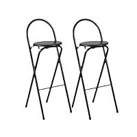 tabouret de bar pliant noir avec dossier, tabouret pliant moderne 60/65/70/75 cm pour adultes pour le petit déjeuner, chaise haute de cuisine pliable, chaise de comptoir avec repose-pieds (color : 2p