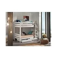 altobuy sleepy - lit superposé h160 laqué blanc 90x200cm avec 2 tiroirs
