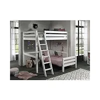 altobuy sleepy - lit mezzanine 140x200cm blanc avec lit 90x200cm