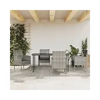 barash ensemble à manger de jardin 5pcs gris/noir résine tressée/acier,table balcon,mobilier jardin exterieur,ensemble table chaise jardin