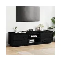gecheer meuble tv bas avec 2 compartiments ouverts et 2 compartiments - meuble tv - buffet tv - meuble tv - meuble tv - noir - 140 x 35 x 40 cm - en pin massif