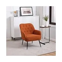 pugsdrly chaise longue, chaise caramel confortable, canapé rembourré de style moderne, fauteuil confortable pour la chambre à coucher, fauteuil de bureau avec pieds en métal (orange)