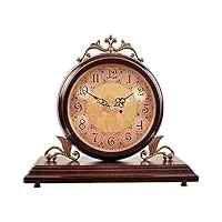 horloge de cheminée en bois pour décoration de salon, horloge de cheminée rétro à l'ancienne, horloge de bureau à piles pour décoration de salon, étagère de bureau