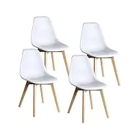 grobkau chaises salle manger, lot 4 de chaises salle à manger, chaise de scandinaves, chaise de cuisine, pieds en bois de hêtre massif, salle à manger, chaise de salon - blanc