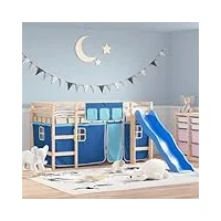 auuijkjf beds & accessories lit mezzanine pour enfant avec rideaux bleu 90 x 190 cm