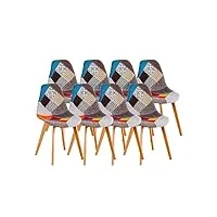 grobkau chaises salle a manger lot de 8, chaise de scandinave, chaise cuisine patchwork, pieds en bois de hêtre, salles et cuisines modernes - rouge