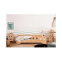 smartwood lit enfant 120x190 tila 1l - lit avec sommier à lattes - meubles de chambre d'enfant - lit enfant en bois avec barriere - différentes variantes - bois vernis - 190x120 lit simple