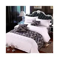 chemin de lit et coussins assortis, élégant motif rayé écharpe de lit serviette de chevet en satin drapeau de lit d'hôtel tapis de chevet couvre lit(g,20 * 83"-bed runners)