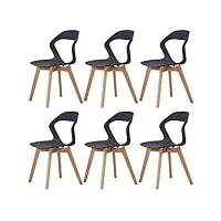 grobkau chaises salle manger, lot 6 de chaises salle à manger, chaise de scandinaves, chaise de cuisine, pieds en bois de hêtre massif, salle à manger, chaise de salon - noir