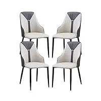 cemeli lot de 4 chaises de salle à manger en cuir pu avec pieds de chaise en acier au carbone pour la cuisine, la maison, les restaurants commerciaux (couleur : gris blanc + gris foncé)