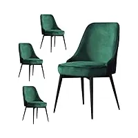 cemeli lot de 4 chaises de cuisine en velours pour bureau, salle à manger, chambre à coucher, chaise de maquillage avec pieds noirs, chaises de salon (couleur : vert, taille : pieds noirs)