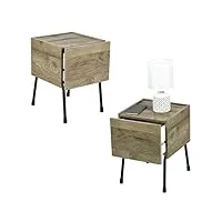 iris ohyama, etagère/petit meuble de rangement, lot de 2 meubles d'appoint, design, solide, moderne, bureau,maison - iwst-300 - marron cendré