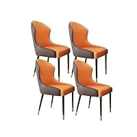 cemeli lot de 4 chaises de cuisine et de salle à manger modernes en cuir synthétique imperméable et résistant aux rayures, dossier haut, siège souple, pieds en métal, chaises de salon (couleur :