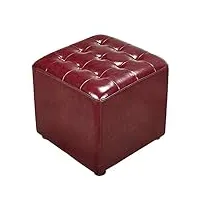 pouf cube rembourré en cuir, pouf, repose-pieds carré en bois massif, table basse de salon, petit banc, 35 x 35 x 40 cm (14 x 14 x 16 pouces) (a 40 x 40 x 35 cm (16 x 16