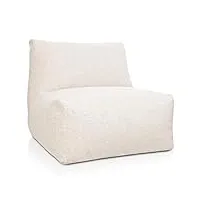 deshome - pouf fauteuil de jardin 90 x 90 x 90 cm déhoussable pour l'extérieur et l'intérieur: fauteuil d'extérieur avec rembourrage puff design light pouf blanc crème