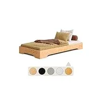 smartwood lit au sol 90x190 tila 7 - lit enfant avec sommier à lattes - meubles de chambre d'enfant - lit au sol en bois - bois vernis - 190x90 lit simple aussi pour les adultes