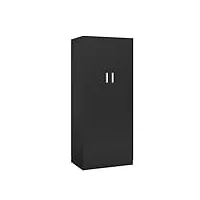 panana armoire rangement 2 portes, blanc armoire à deux portes penderie pour vêtements l72 x h169 cm (noir)