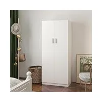 panana armoire rangement 2 portes, blanc armoire à deux portes penderie pour vêtements l72 x h169 cm (blanc)