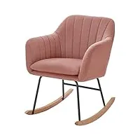 baÏta fauteuil elsa rocking chair en tissu rose poudré